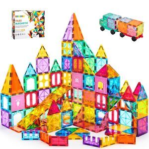104PCS Magnetic Tiles STEM Building Blocks for Kids Ages 3-9
